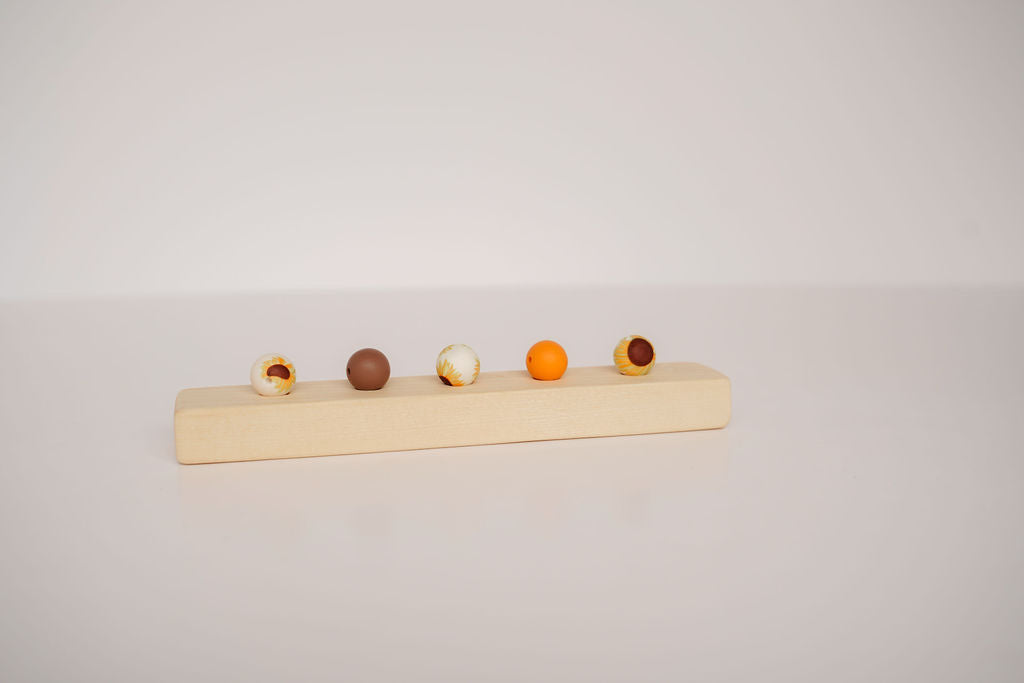 White Sunflower Printed Bead