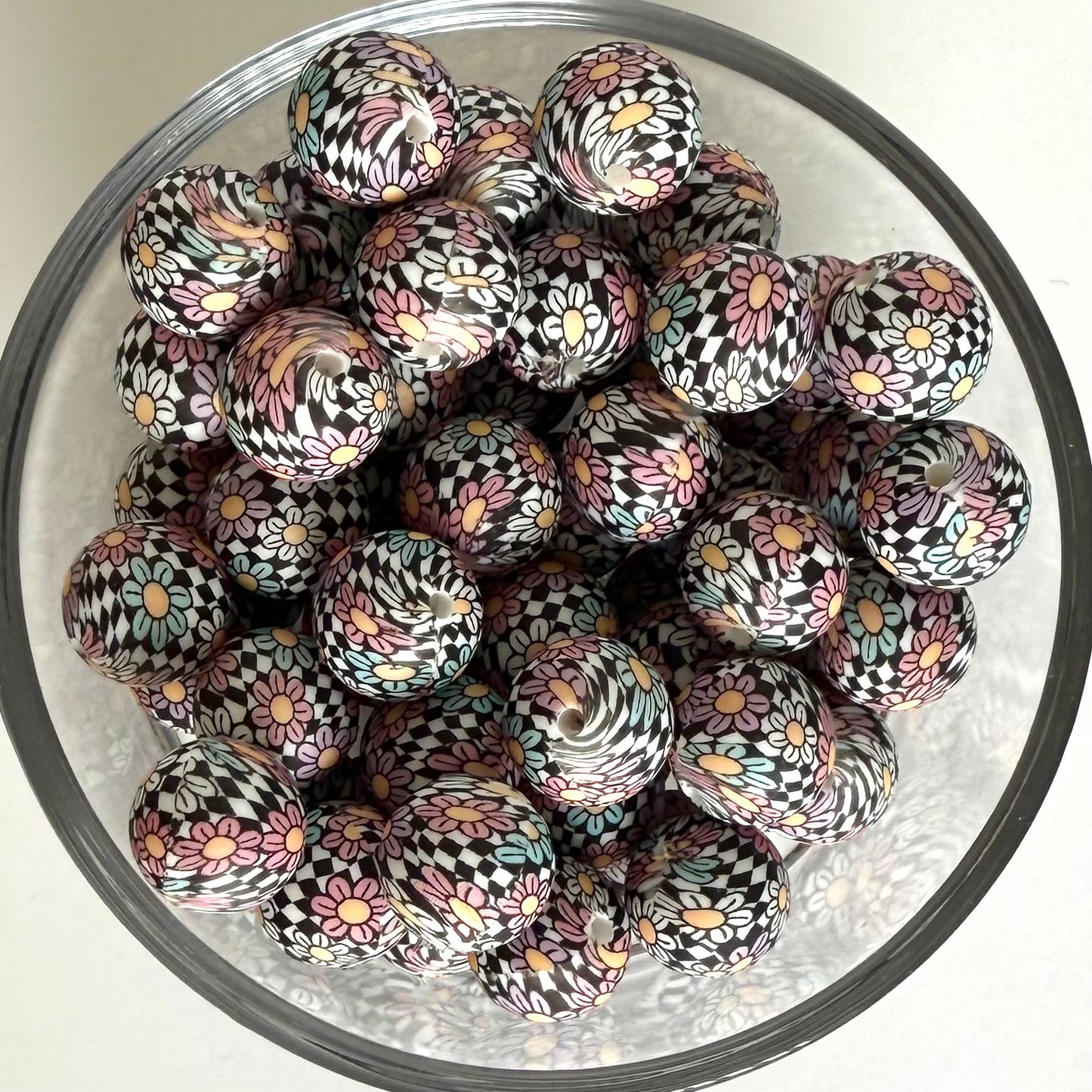 Daisy Checker Printed Bead