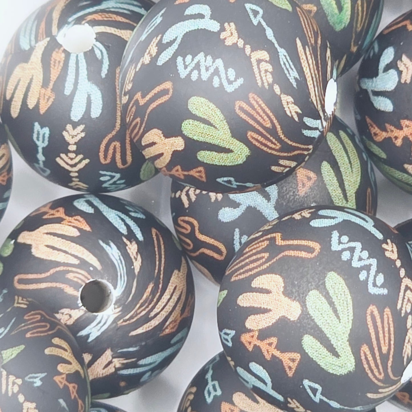 Black Cactus Printed Bead