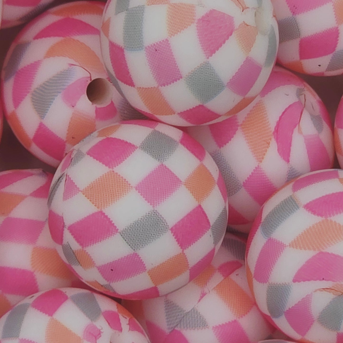 Candy Checkered Printed Bead