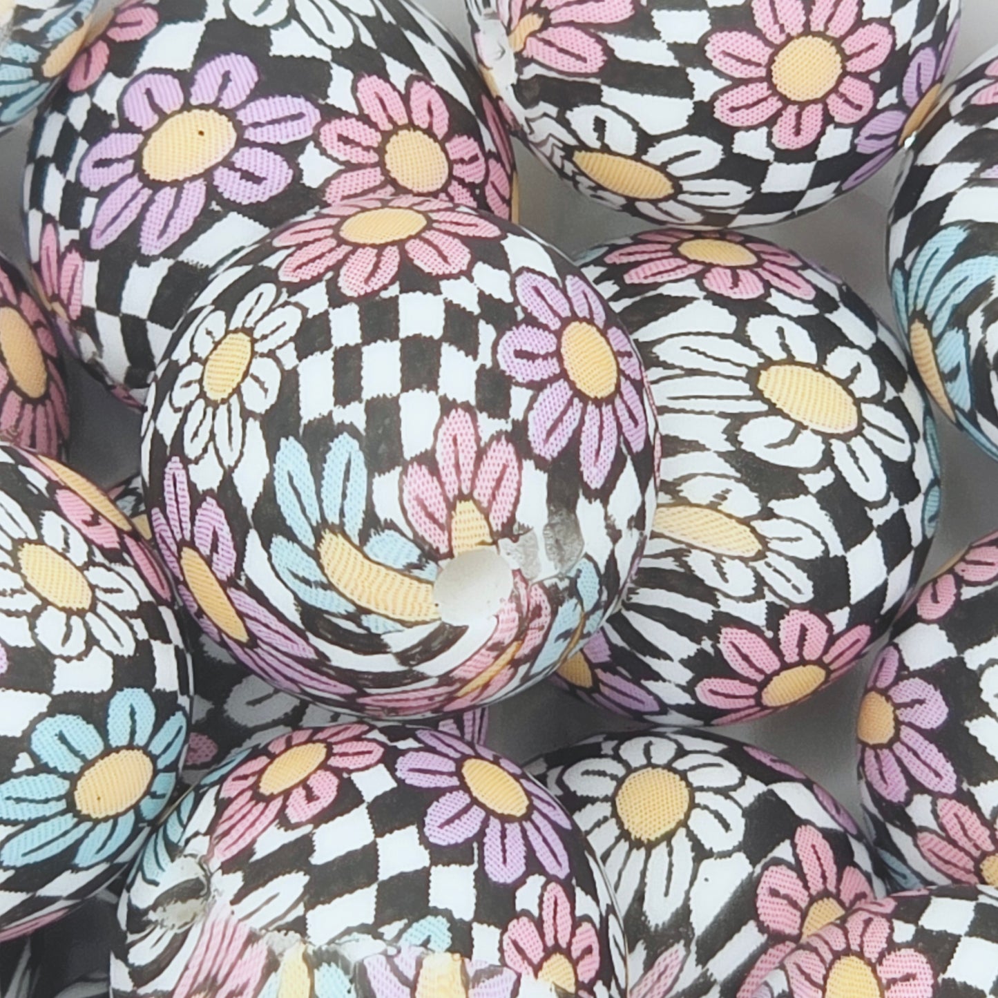 Daisy Checker Printed Bead