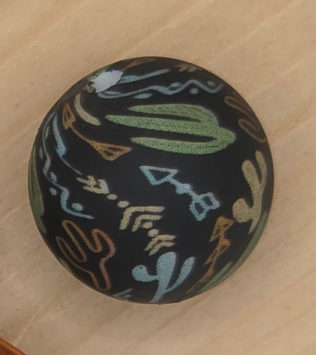Black Cactus Printed Bead