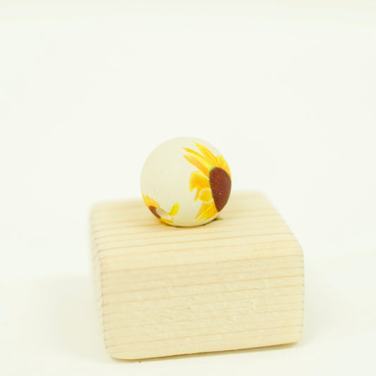 White Sunflower Printed Bead