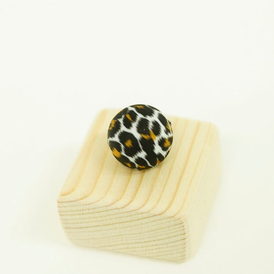 Orange & Black Leopard Printed Bead