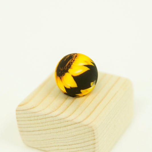 Black Sunflower Printed Bead