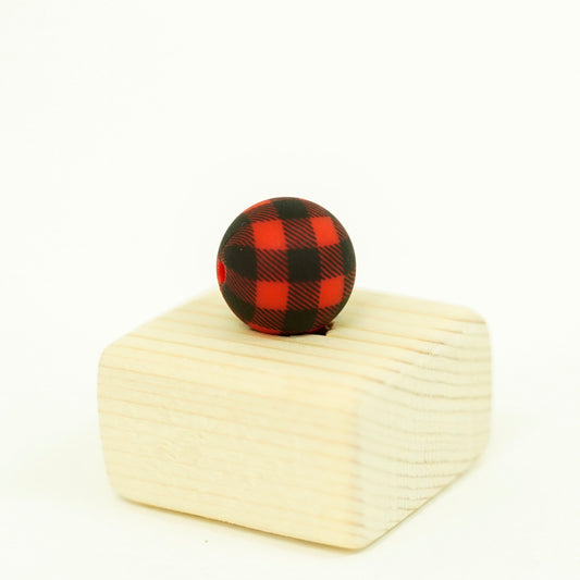 Red Plaid Printed Bead