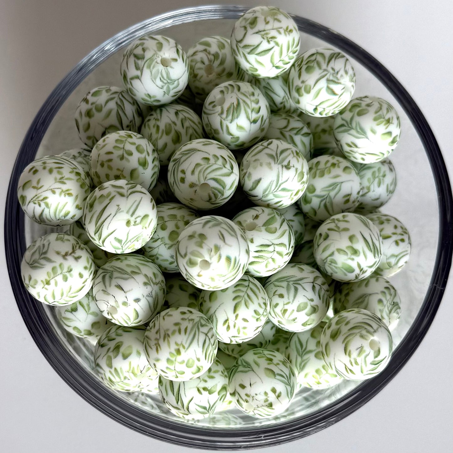 Eucalyptus Kiss Printed Bead