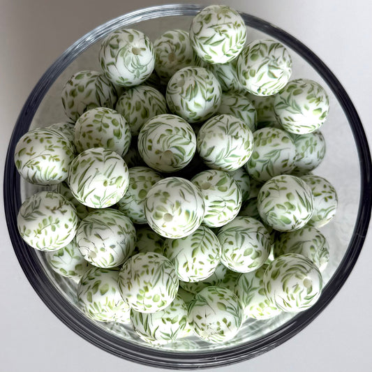 Eucalyptus Kiss Printed Bead