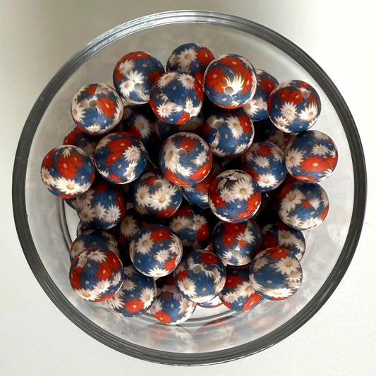 Floral Romance Printed Bead