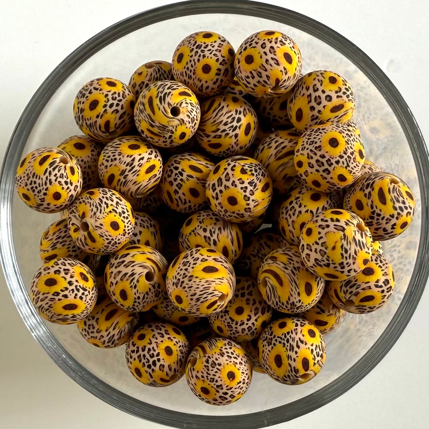 Spotted Sunflower Printed Bead