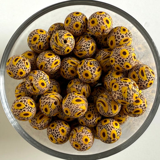 Spotted Sunflower Printed Bead