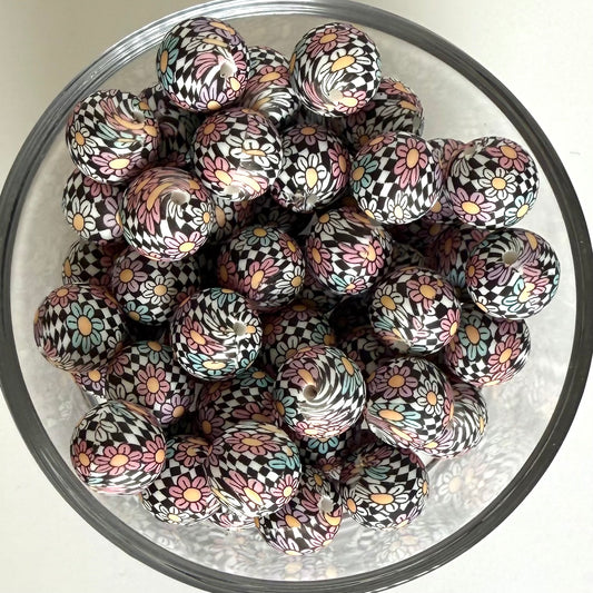 Daisy Checker Printed Bead