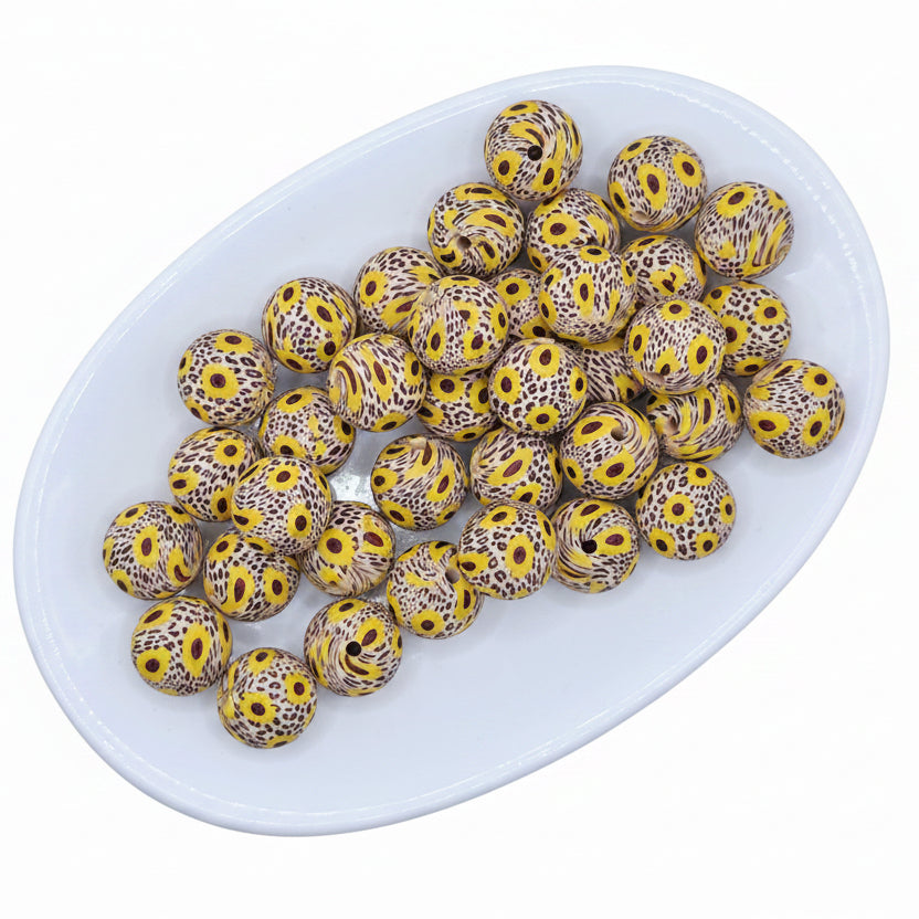Spotted Sunflower Printed Bead