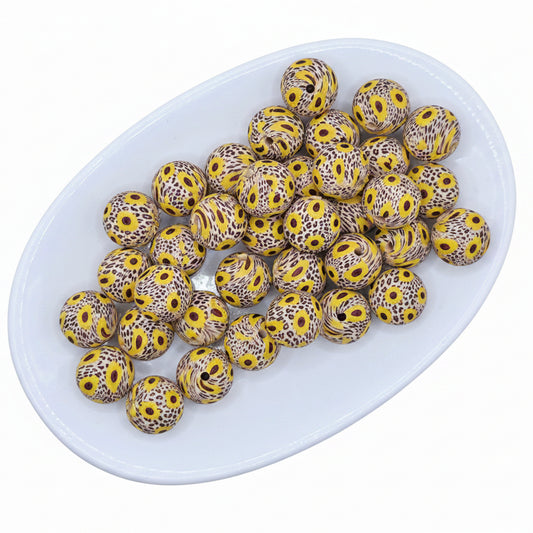 Spotted Sunflower Printed Bead