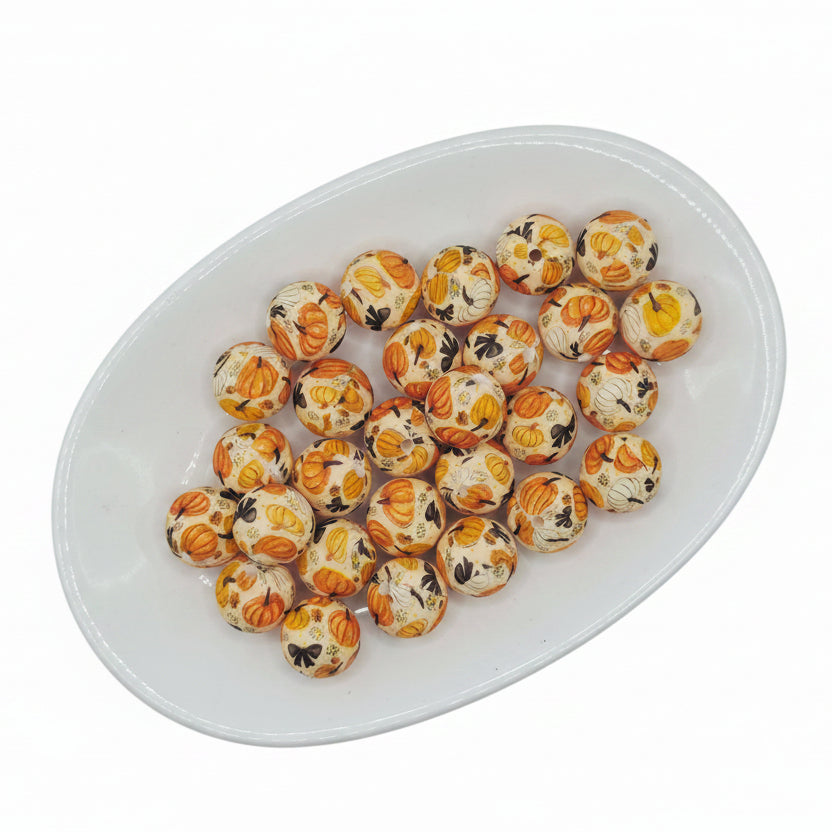 Pumpkin Patch Printed Bead