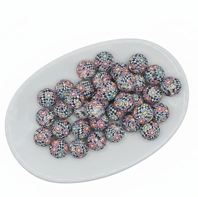 Daisy Checker Printed Bead