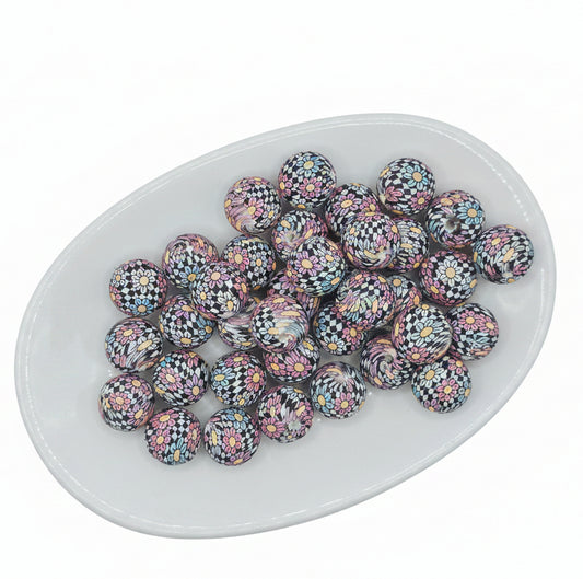 Daisy Checker Printed Bead