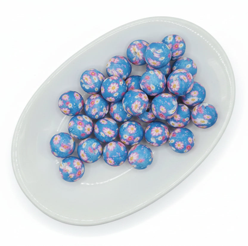 Blue Daisy Dream Printed Bead