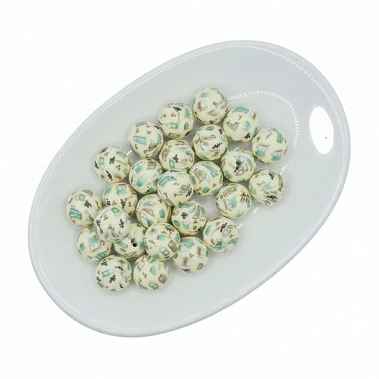 Coffee Date Printed Bead