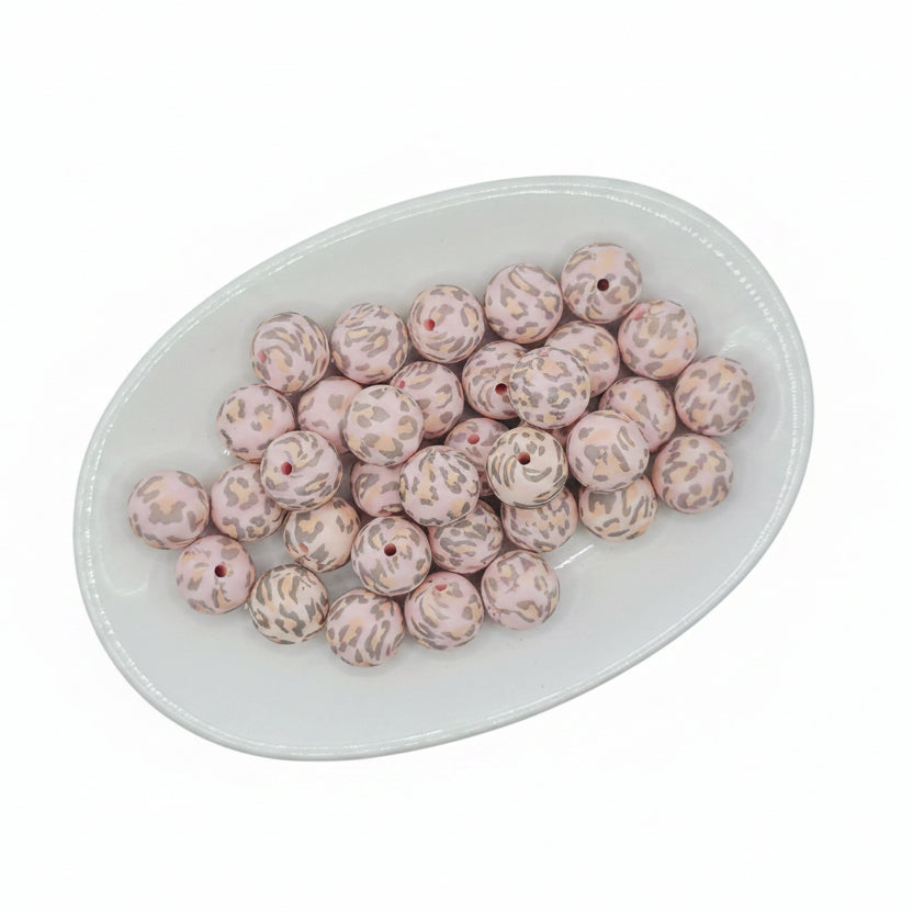 Pink Boho Leopard Printed Bead