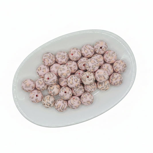 Pink Boho Leopard Printed Bead