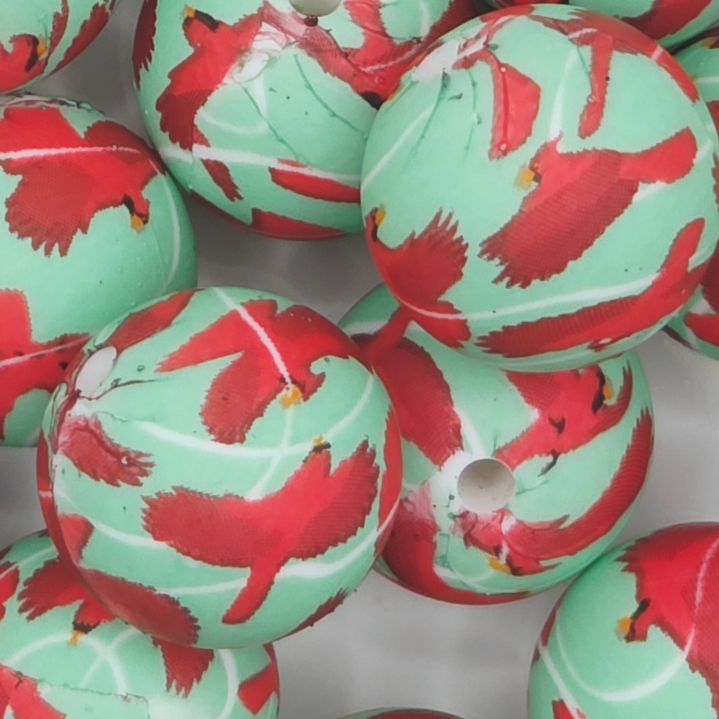 Cardinal Printed Bead