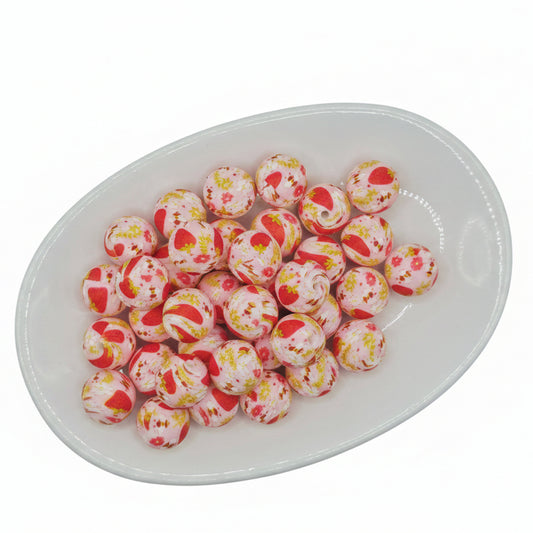 Strawberry Meadows Printed Bead