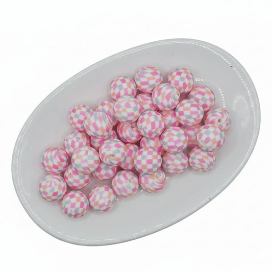 Candy Checkered Printed Bead