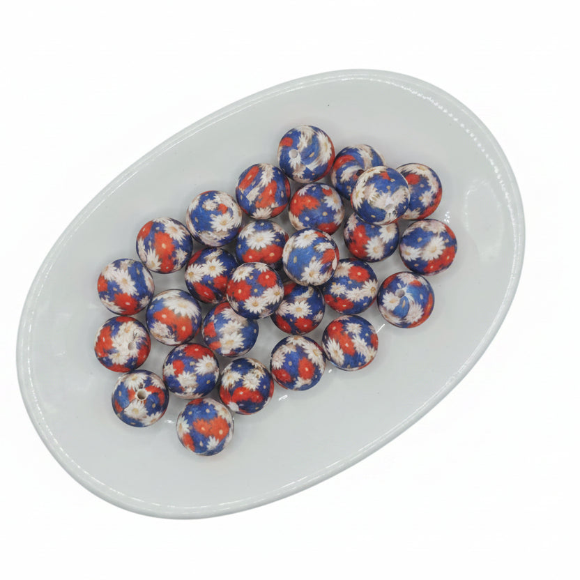 Floral Romance Printed Bead