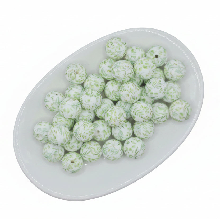 Eucalyptus Kiss Printed Bead
