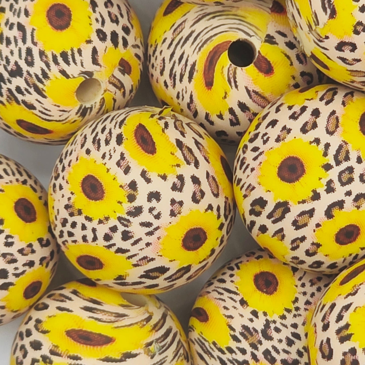 Spotted Sunflower Printed Bead