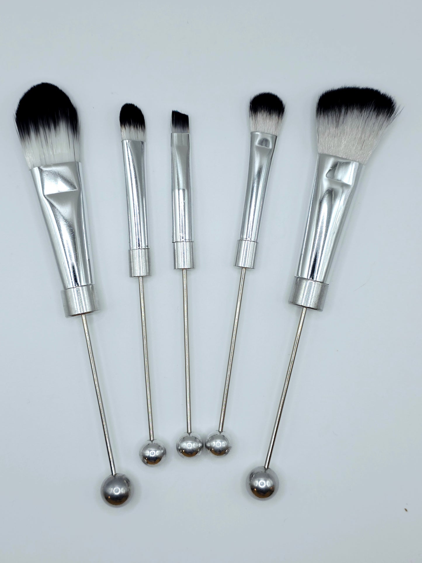 Beadable Make-up Brush Set - silver