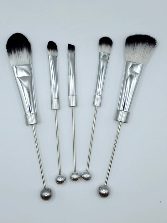 Beadable Make-up Brush Set - silver